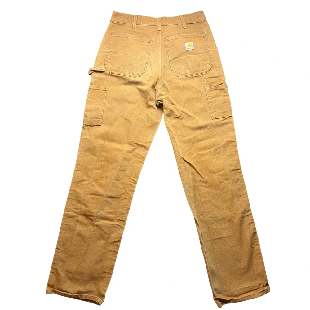 Vintage Carhartt B01 Work Pants Mens 32x34 Brown Loose Double Knee Made In USA